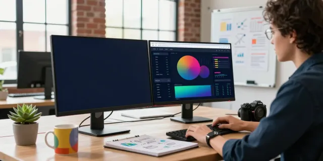 Digital marketer analyzing instant indexing strategies in a modern office setting.