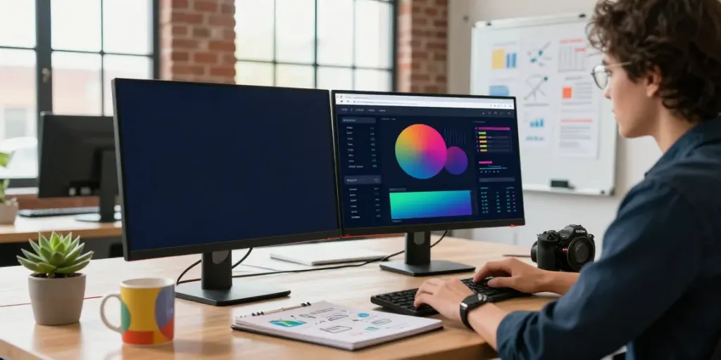 Digital marketer analyzing instant indexing strategies in a modern office setting.